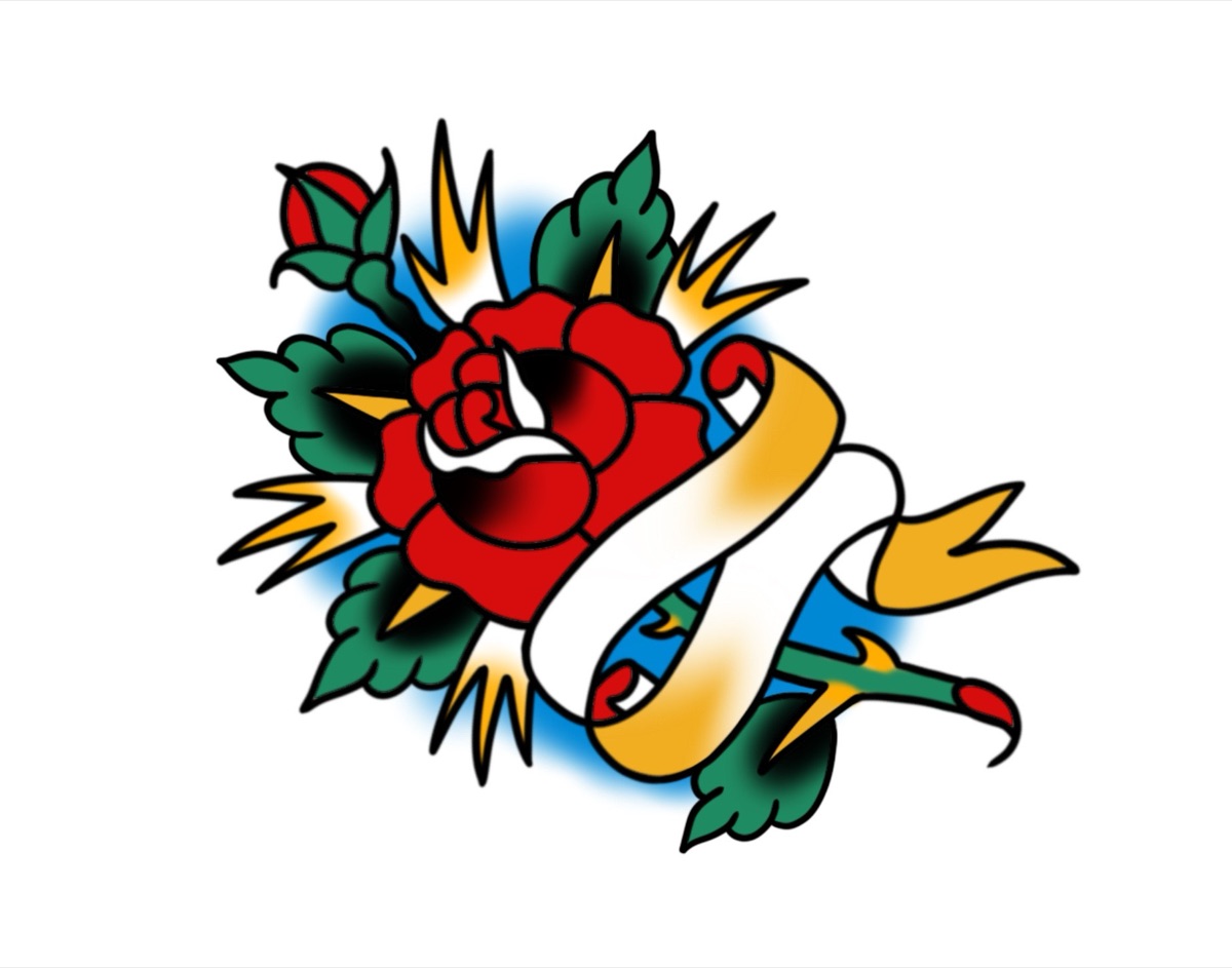 Rose with Banner flash design