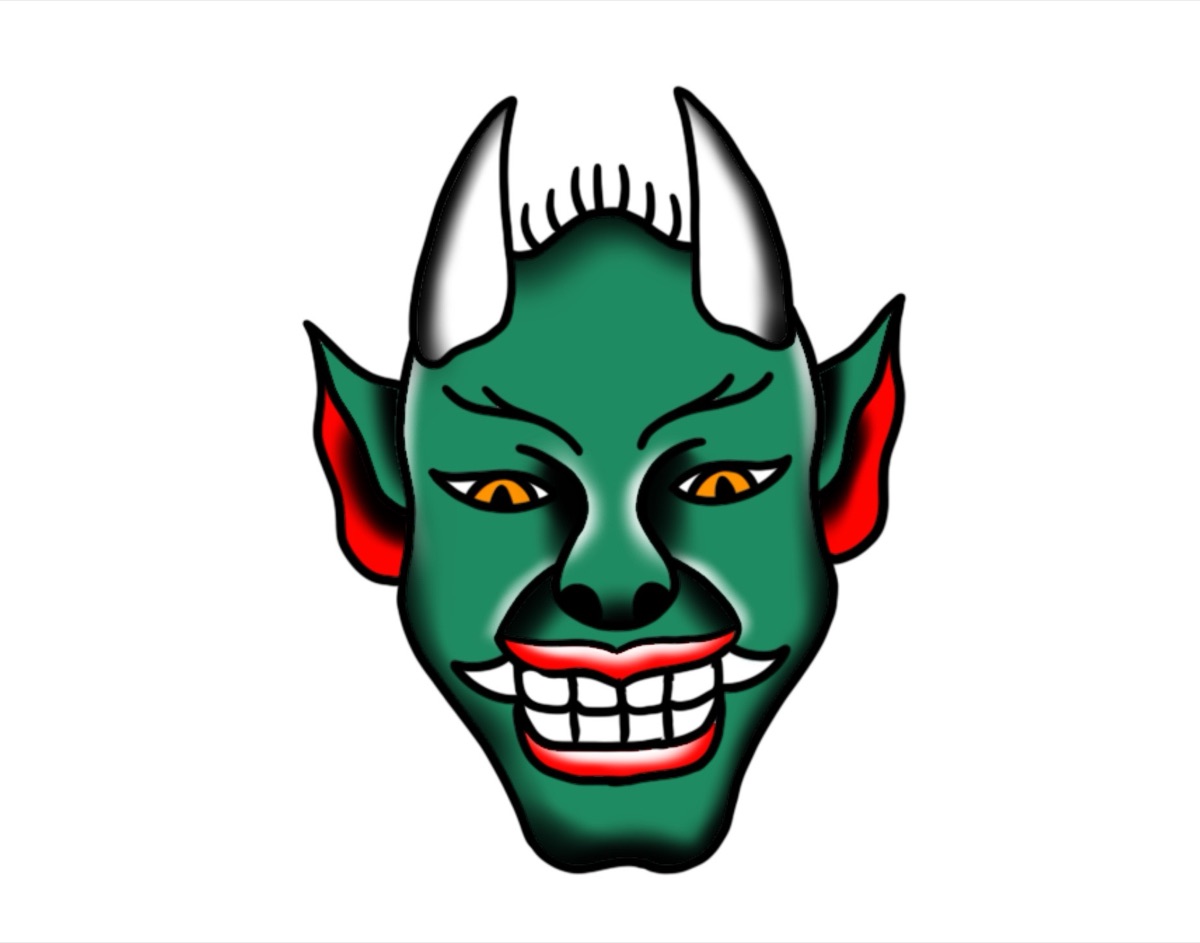 Green Devil Mask flash design