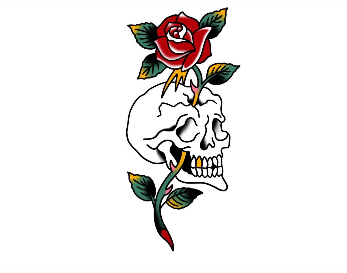 Rose and Skull flash design