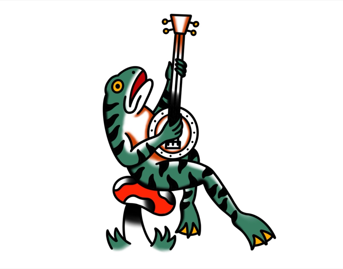 Frog with Banjo flash design