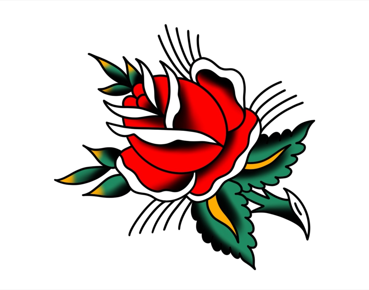 Rose with Spiky Leaves flash design