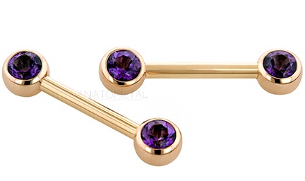 Anatometal 14g Ti Side Set Gemmed Barbells