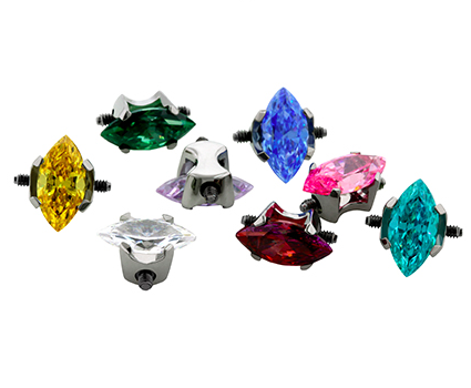 14g Double Threaded Gems Ti