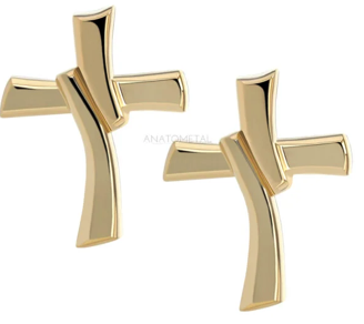 Anatometal Gold Cross Threaded End