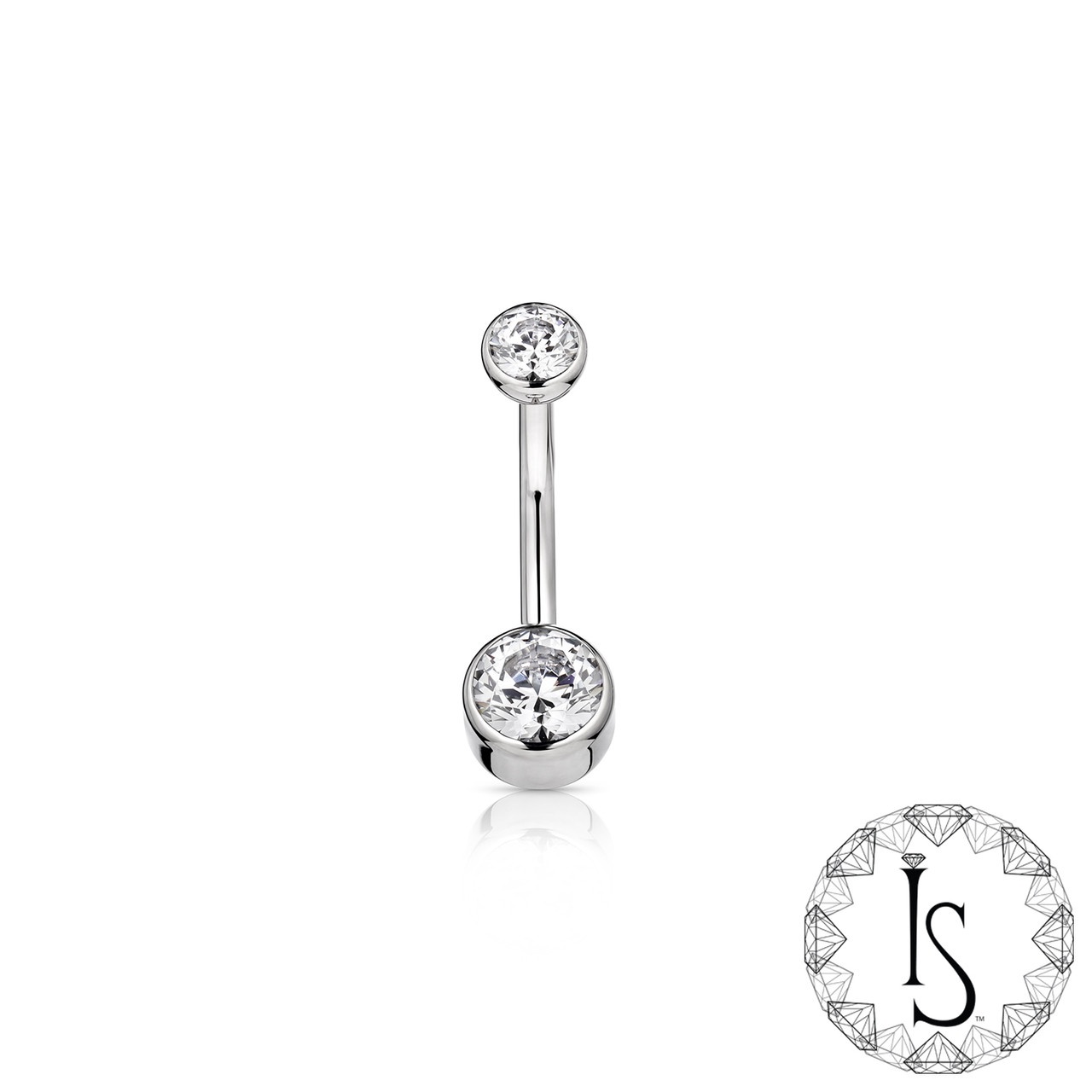 Double Bezel Set Faceted Navel
