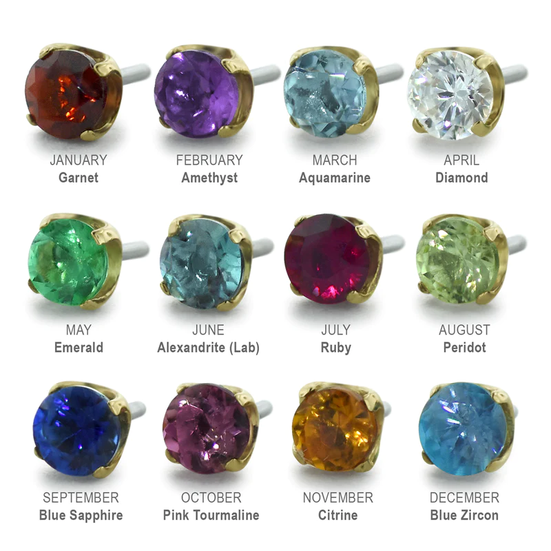 Genuine Birthstone in 18k Gold Prong Set